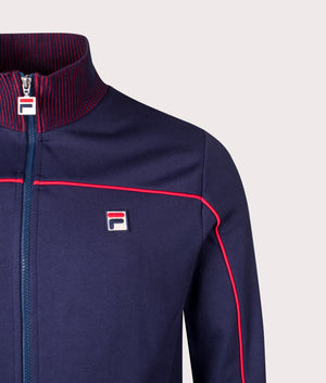 Zayn Lenticular Track Top in FILA Navy/FILA Red | FILA | EQVVS | Front detail shot 