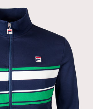 Vinne Track Jacket in FILA Navy/Green/Gardenia | FILA | EQVVS | Front detail shot 