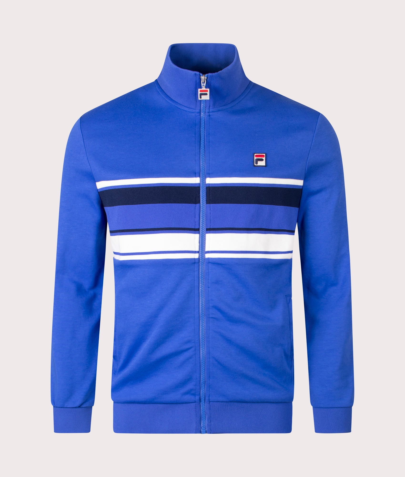 Vinne Track Jacket in Dazzling Blue/FILA Navy/Gardenia | FILA | EQVVS | Front shot 