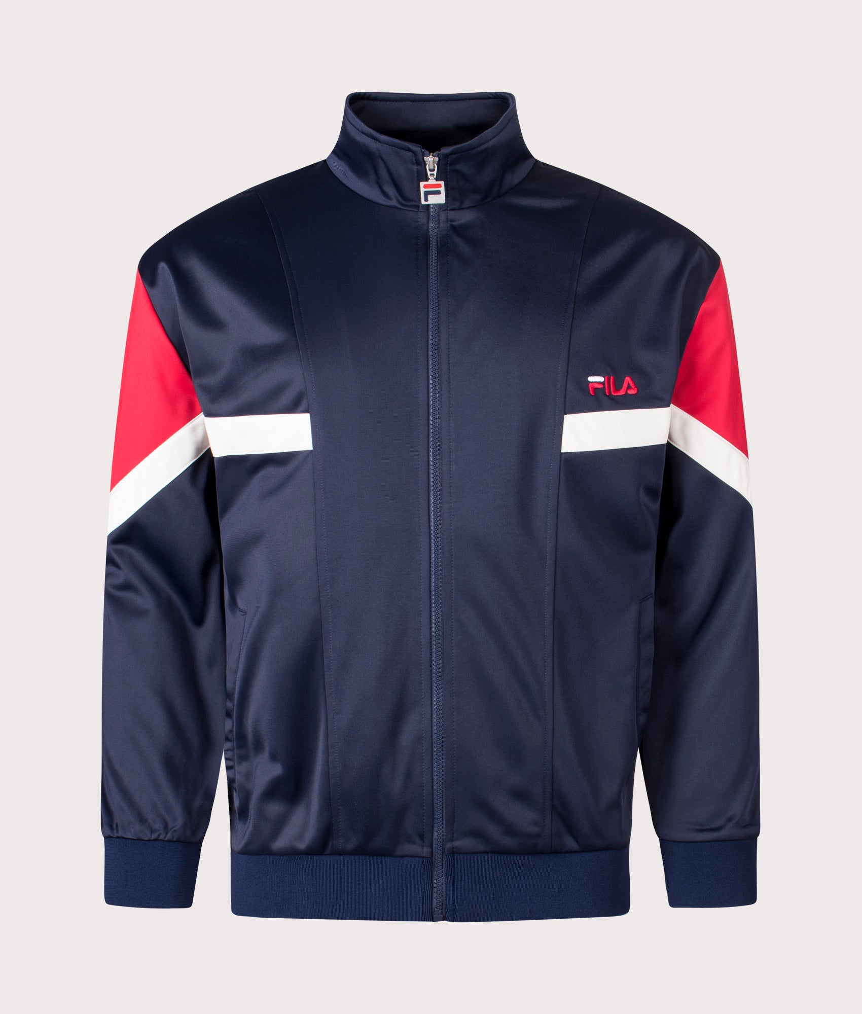 Albarn Archive Inspired Track Jacket in FILA Navy/FILA Red/Gardenia | FILA | EQVVS | Front shot 