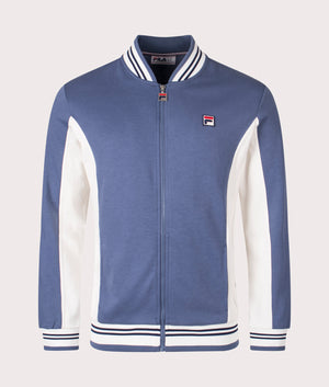 FILA Settanta Baseball Track Jacket in Vintage Indigo/Gardenia/Fila Navy at EQVVS Menswear. Front shot.