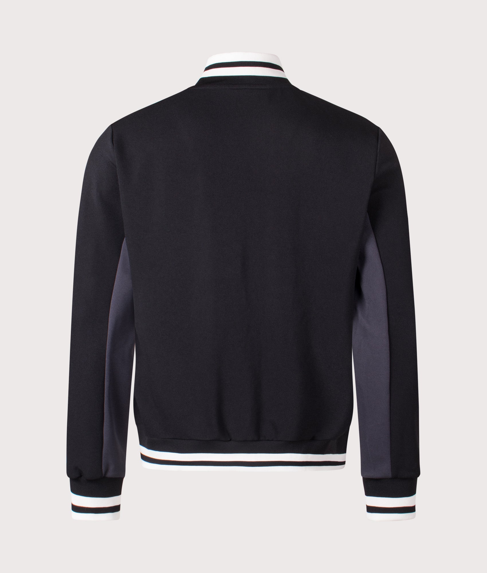 Tiebraker Funnel Neck Track Jacket by FILA in Black/Charcoal/Gardenia. Shot by EQVVS. Back shot.