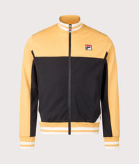 Tiebraker Funnel Neck Track Jacket: 552 Oak Buff/Black/Gardenia 