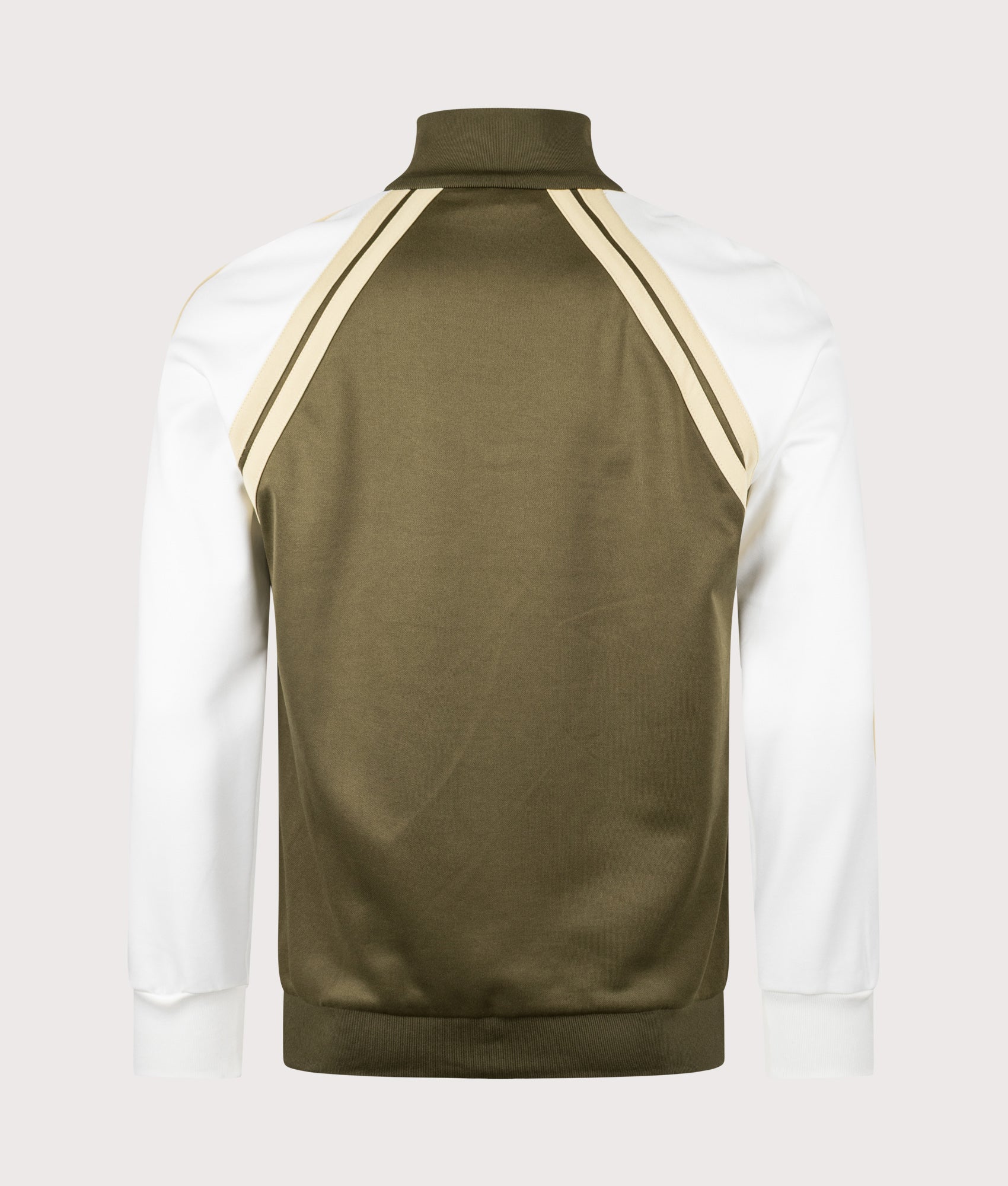 Sergio Tacchini Ghibli Davis Track Top in Dark Olive, Gardenia and Mojave Desert at EQVVS Menswear. Back shot.