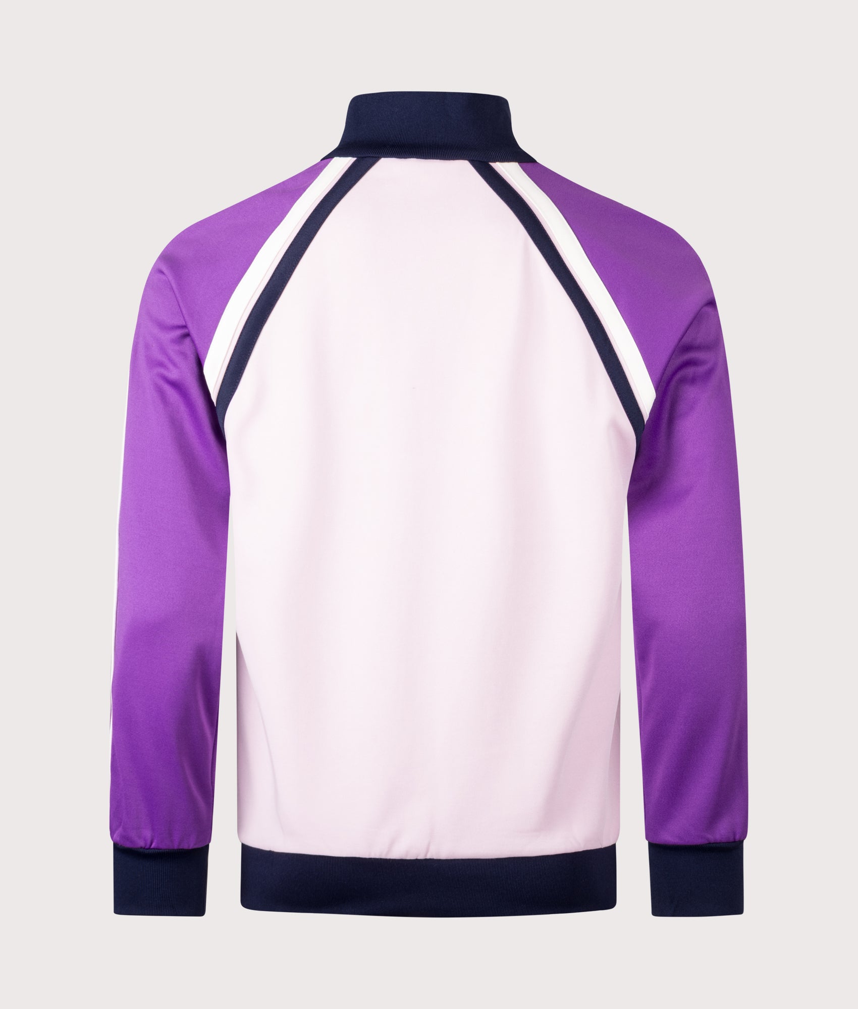 Sergio Tacchini Ghibli Davis Track Top in Light Lilac, Pansy and Maritime Blue at EQVVS Menswear. Back shot.