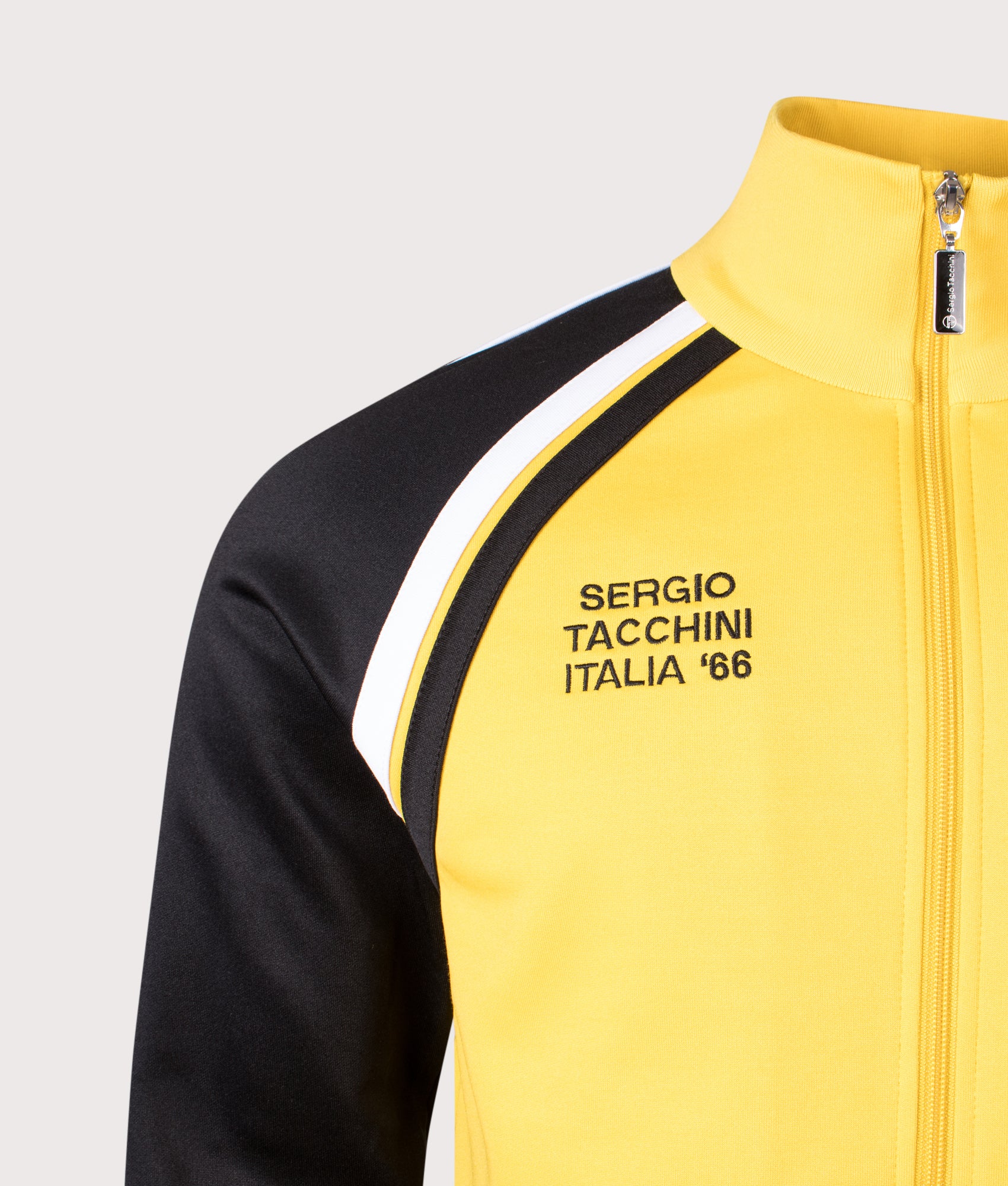 Sergio Tacchini Ghibli Davis Track Top  in Mango Mint, Black and White at EQVVS Menswear. Detail two shot.