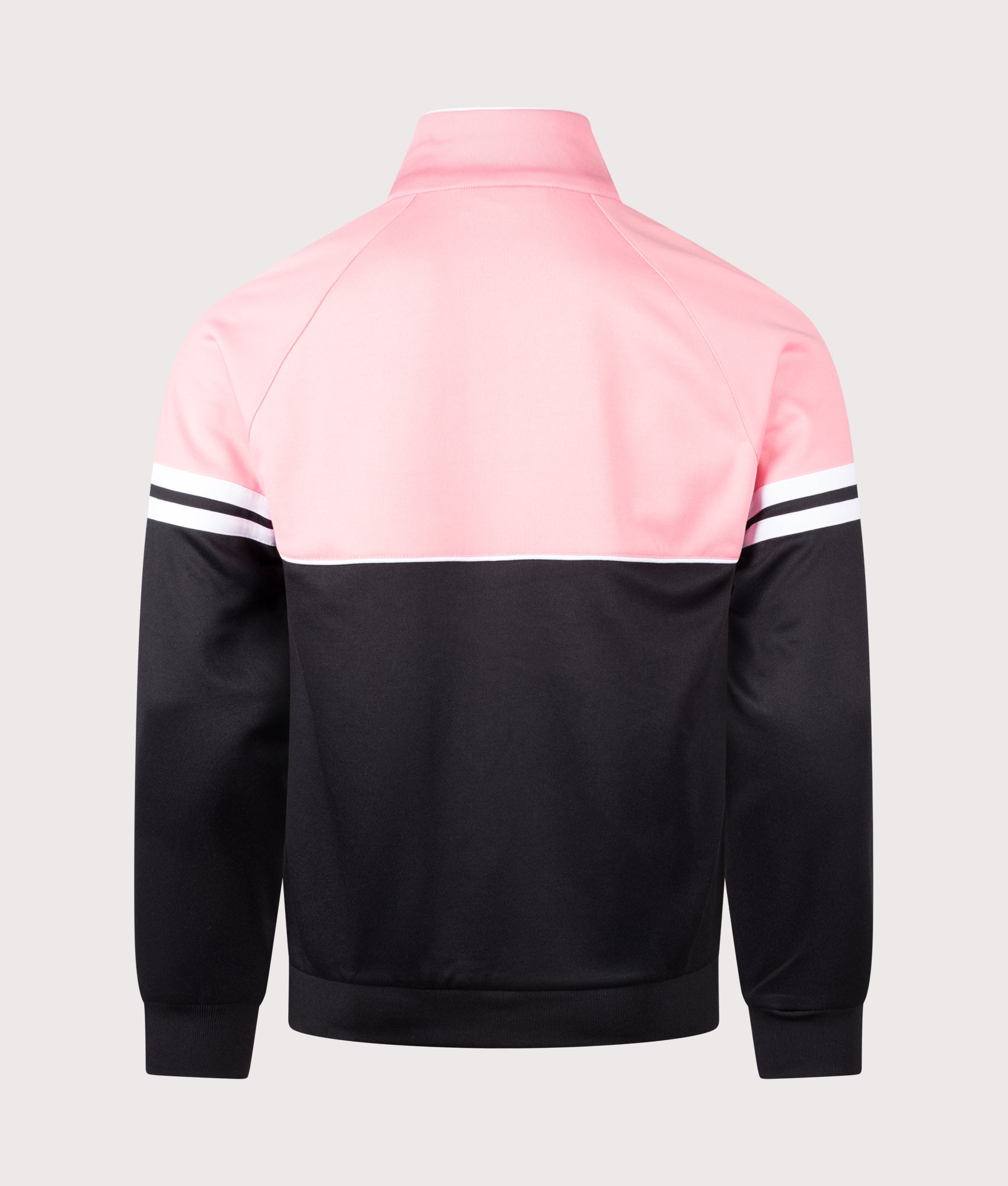 Sergio Tacchini Orion Track Top in Geranium Pink, Black and White at EQVVS Menswear. Back shot.
