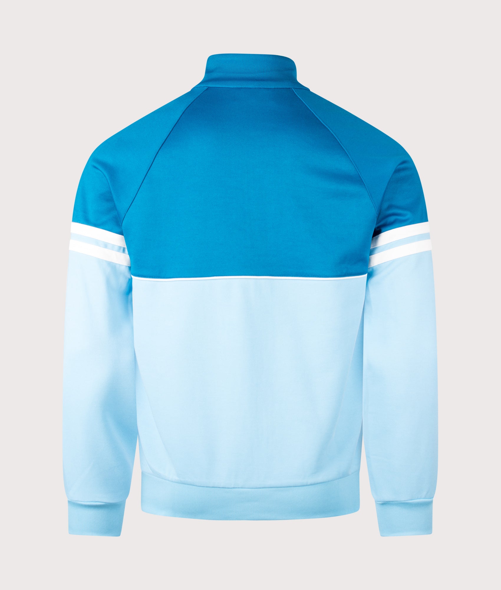 Sergio Tacchini Orion Track Top in Mykonos Blue, Baltic Sea and Gardenia at EQVVS Menswear. Back shot.