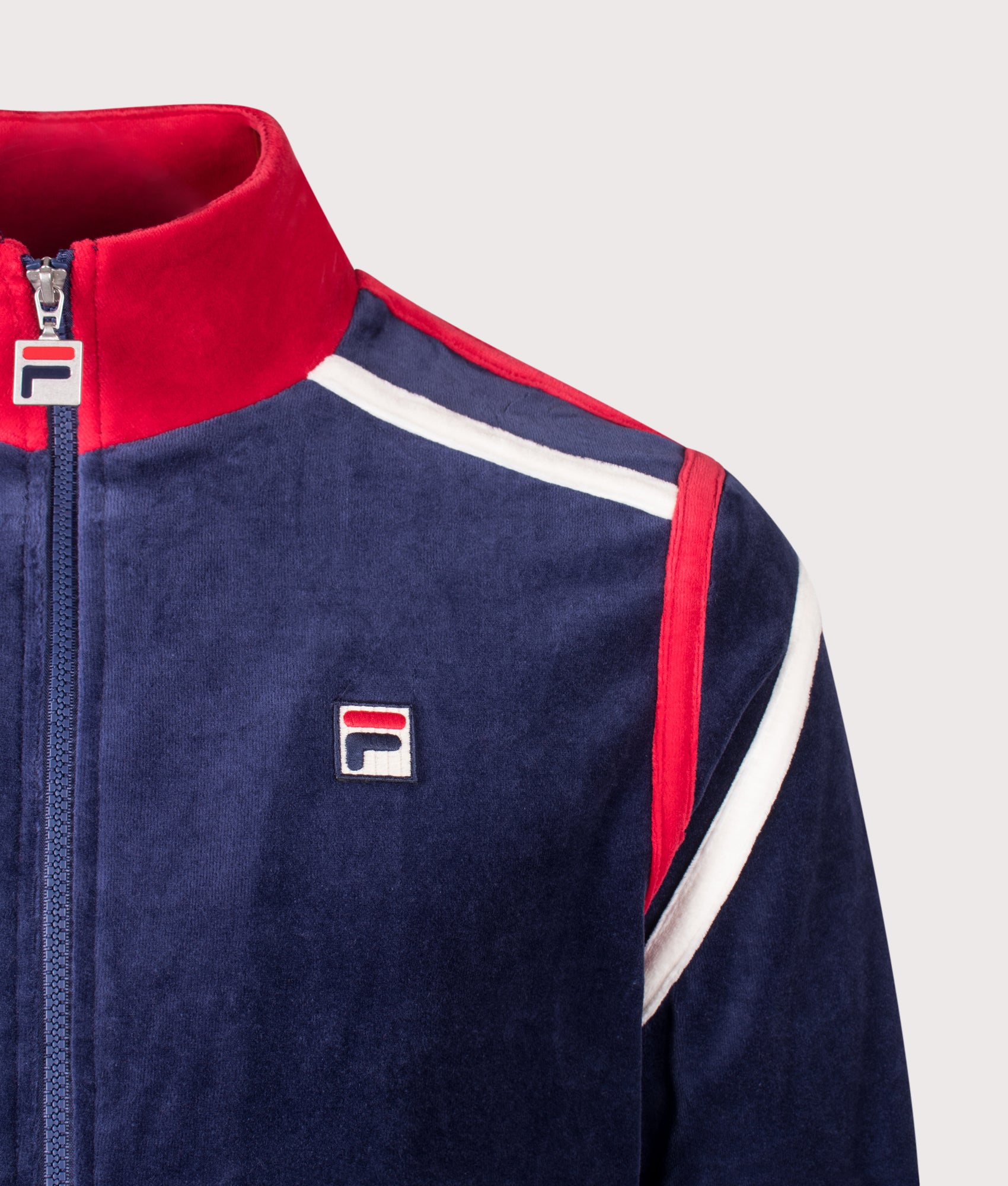 Gabriele Track Top in Fila Navy/Gardenia/Fila Red by FILA. Shot by EQVVS. Detail Shot.