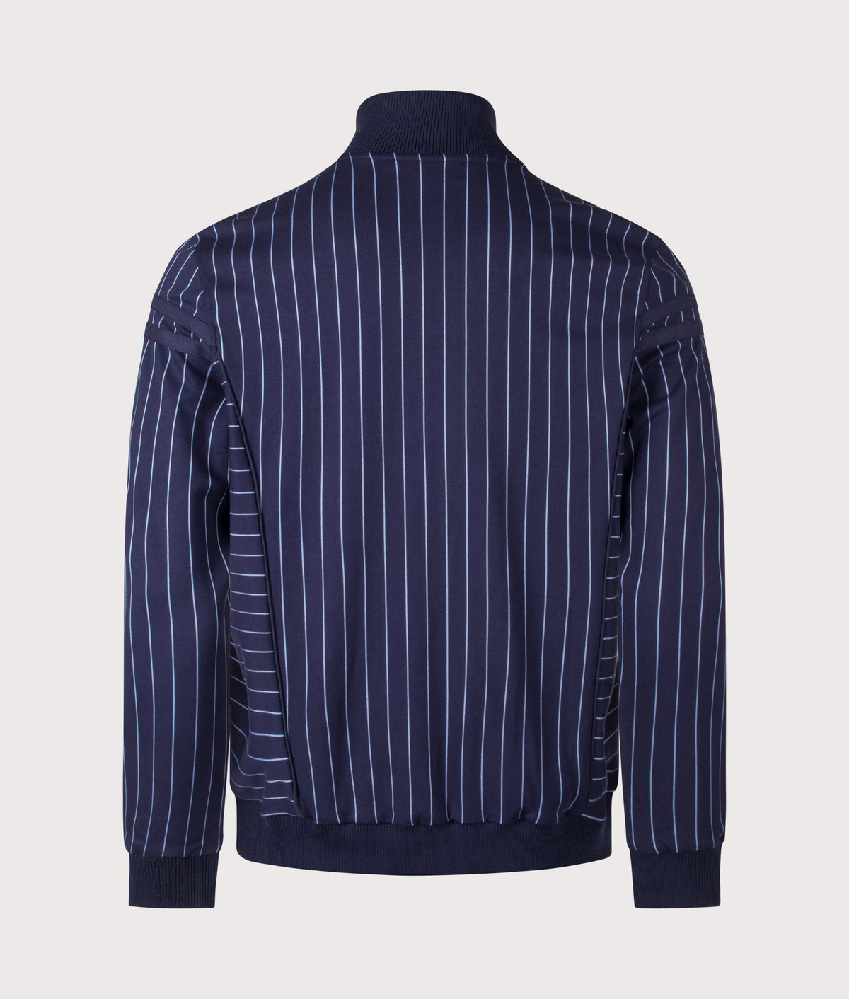 Sergio Tacchini Regular Fit Fjord Pinstripe Track Top in Maritime Blue and Country Blue at EQVVS Menswear. Back shot.