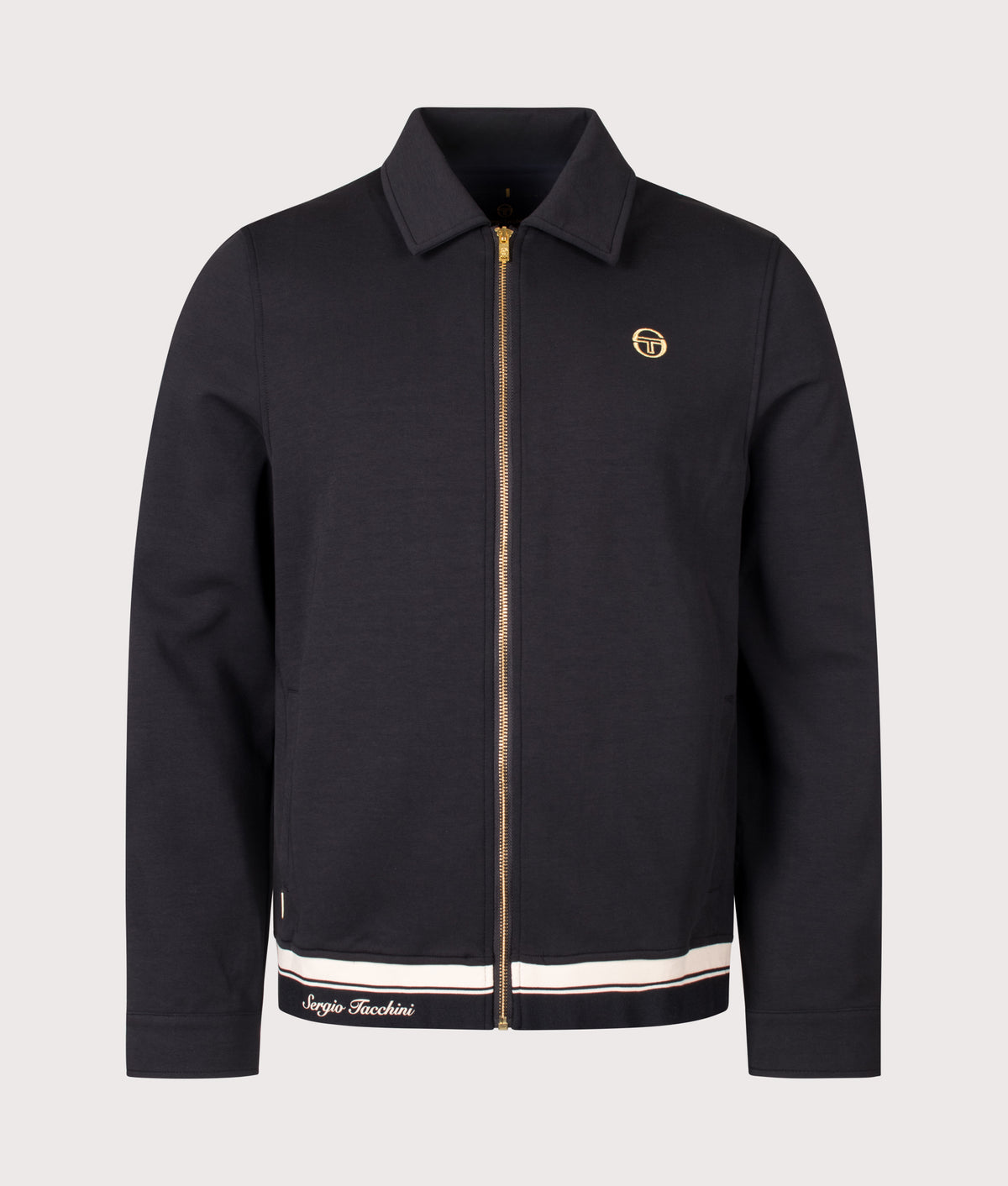 Sergio Tacchini  Regular Fit Ombra Track Top in Black at EQVVS Menswear. Front shot.