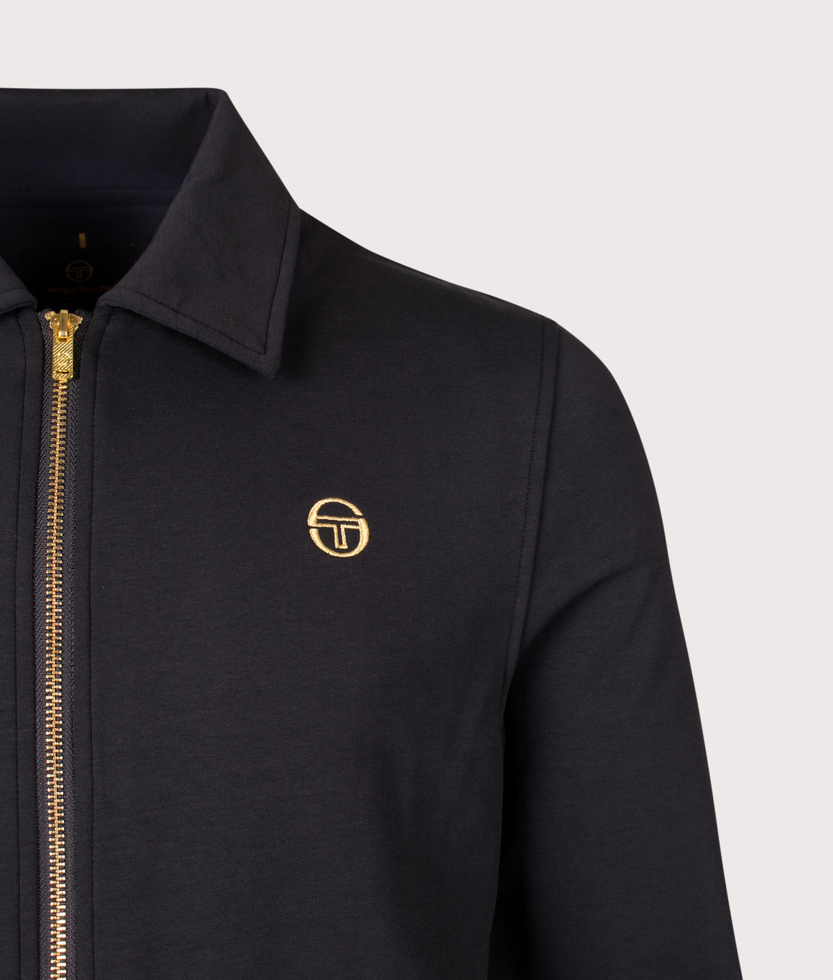 Sergio Tacchini  Regular Fit Ombra Track Top in Black at EQVVS Menswear. Detail shot.