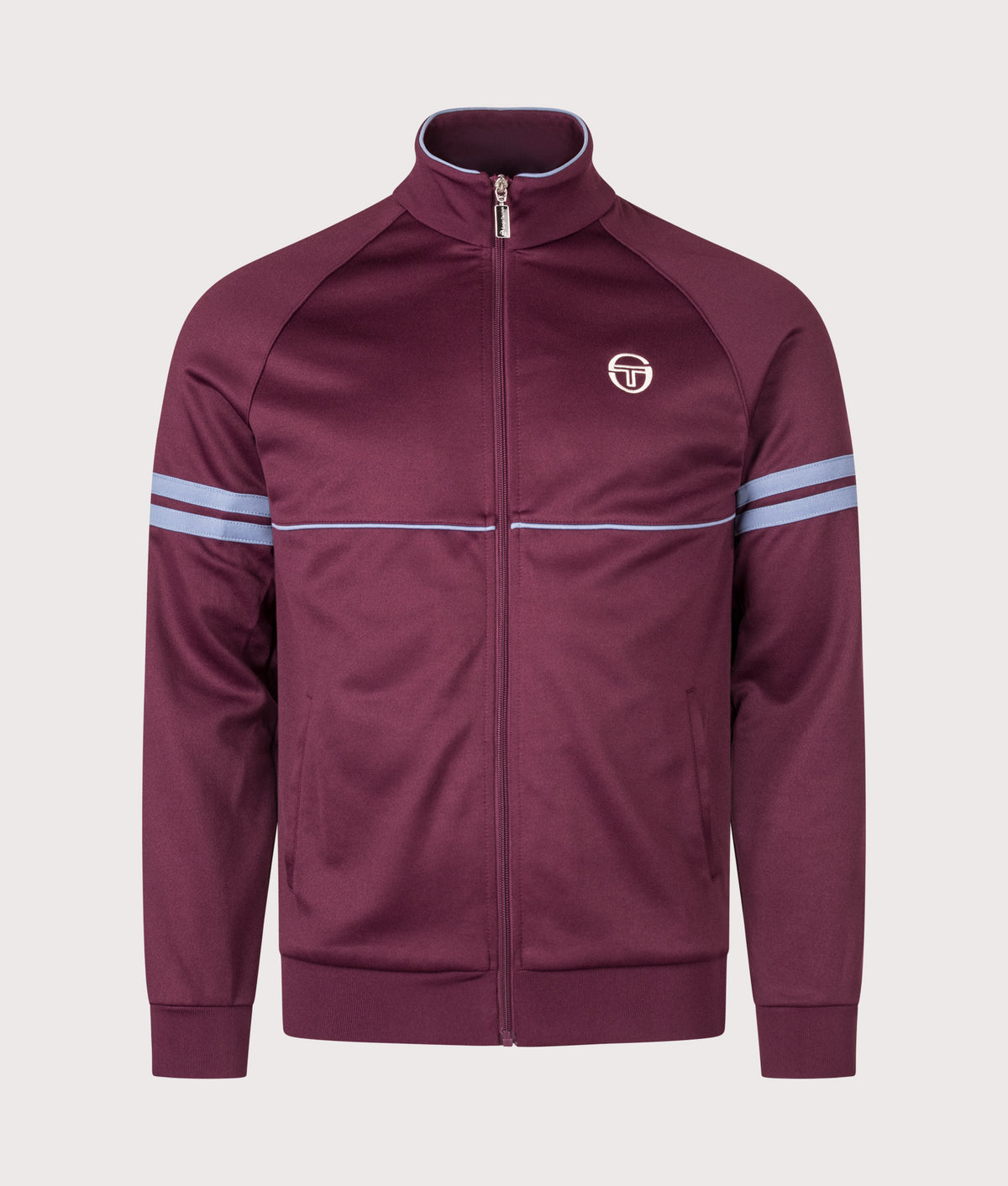 Sergio Tacchini Orion Track Top in Fig/Country Blue at EQVVS Menswear. Front shot.