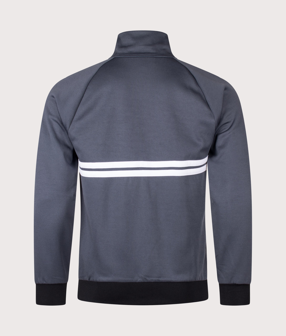 Sergio Tacchini Slim Fit New Dallas Track Top in Turbulence, White and Black at EQVVS Menswear. Back shot.