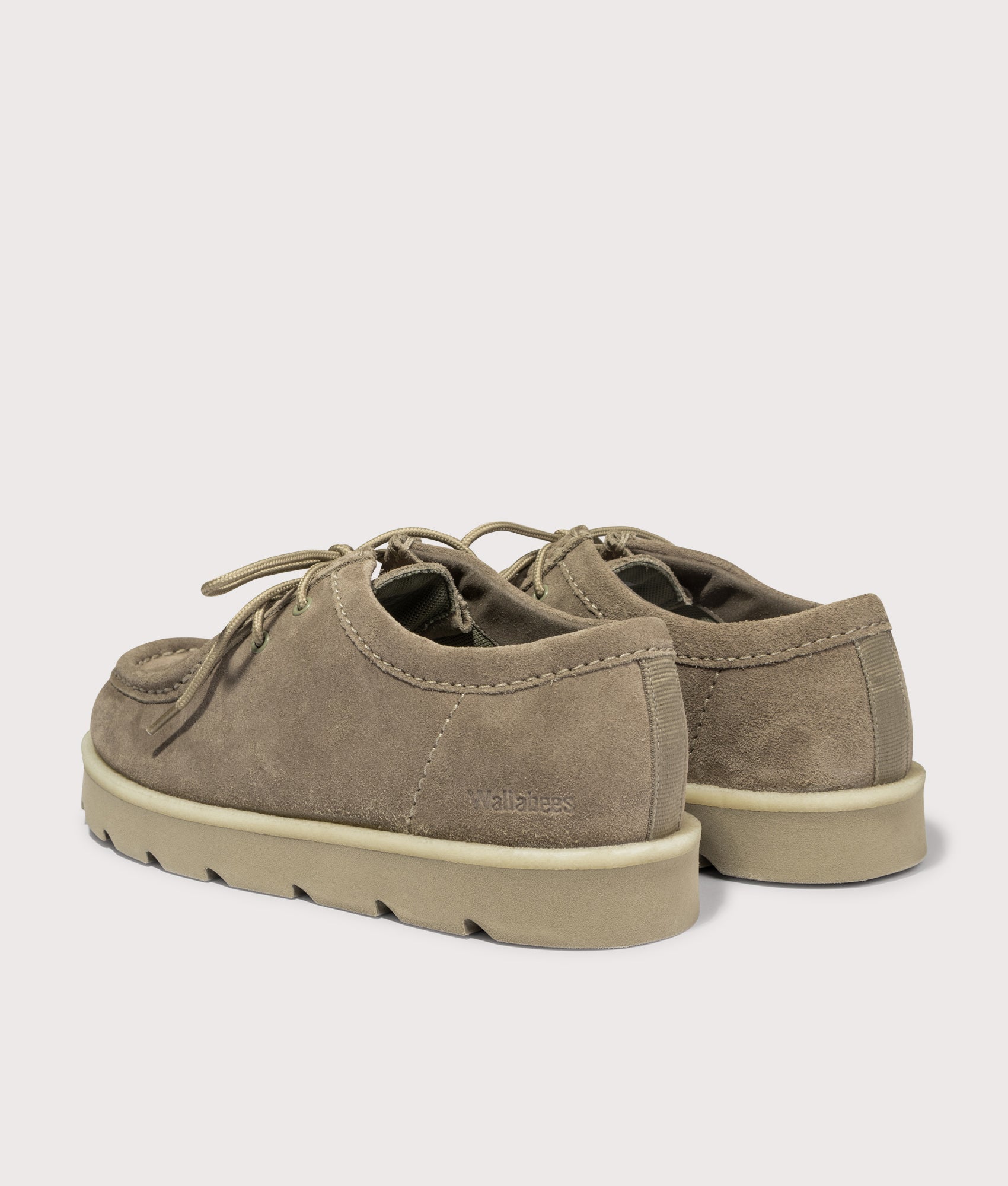 Meare Walla Shoes in Smoke Grey Suede | Clarks Originals | EQVVS | Back angle shot 