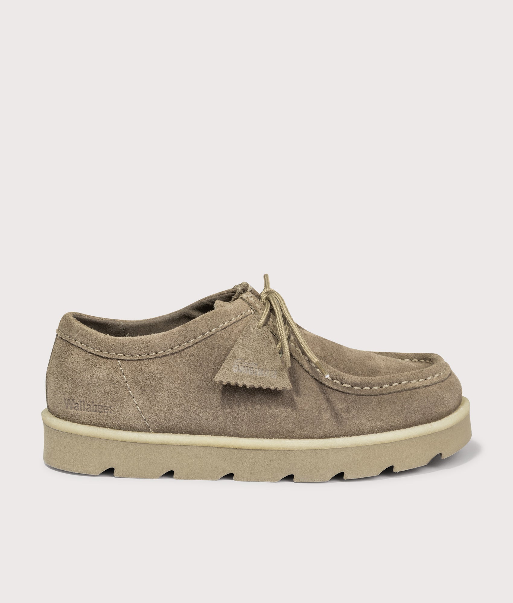 Meare Walla Shoes in Smoke Grey Suede | Clarks Originals | EQVVS | Side shot 