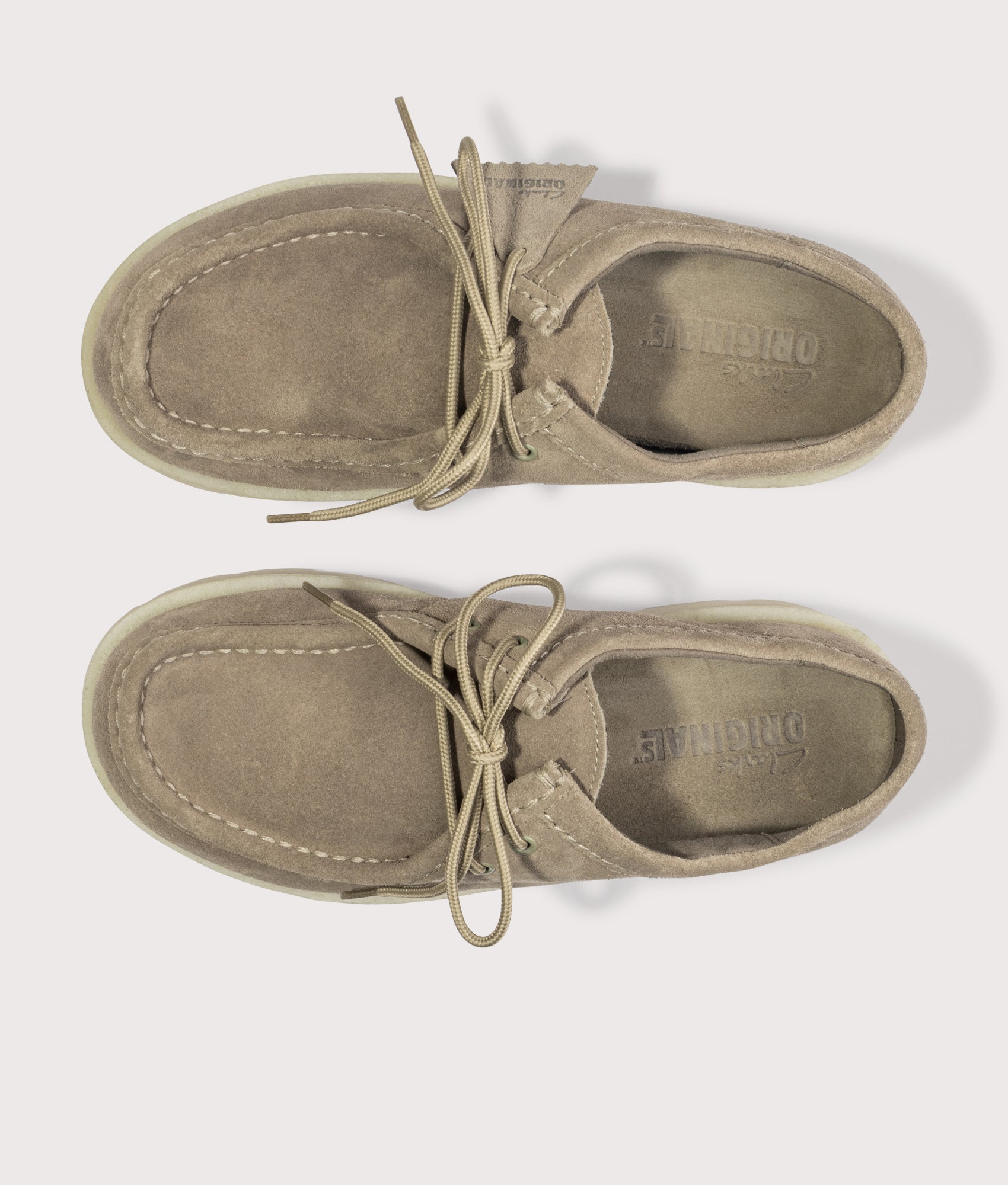 Meare Walla Shoes in Smoke Grey Suede | Clarks Originals | EQVVS | Top shot 
