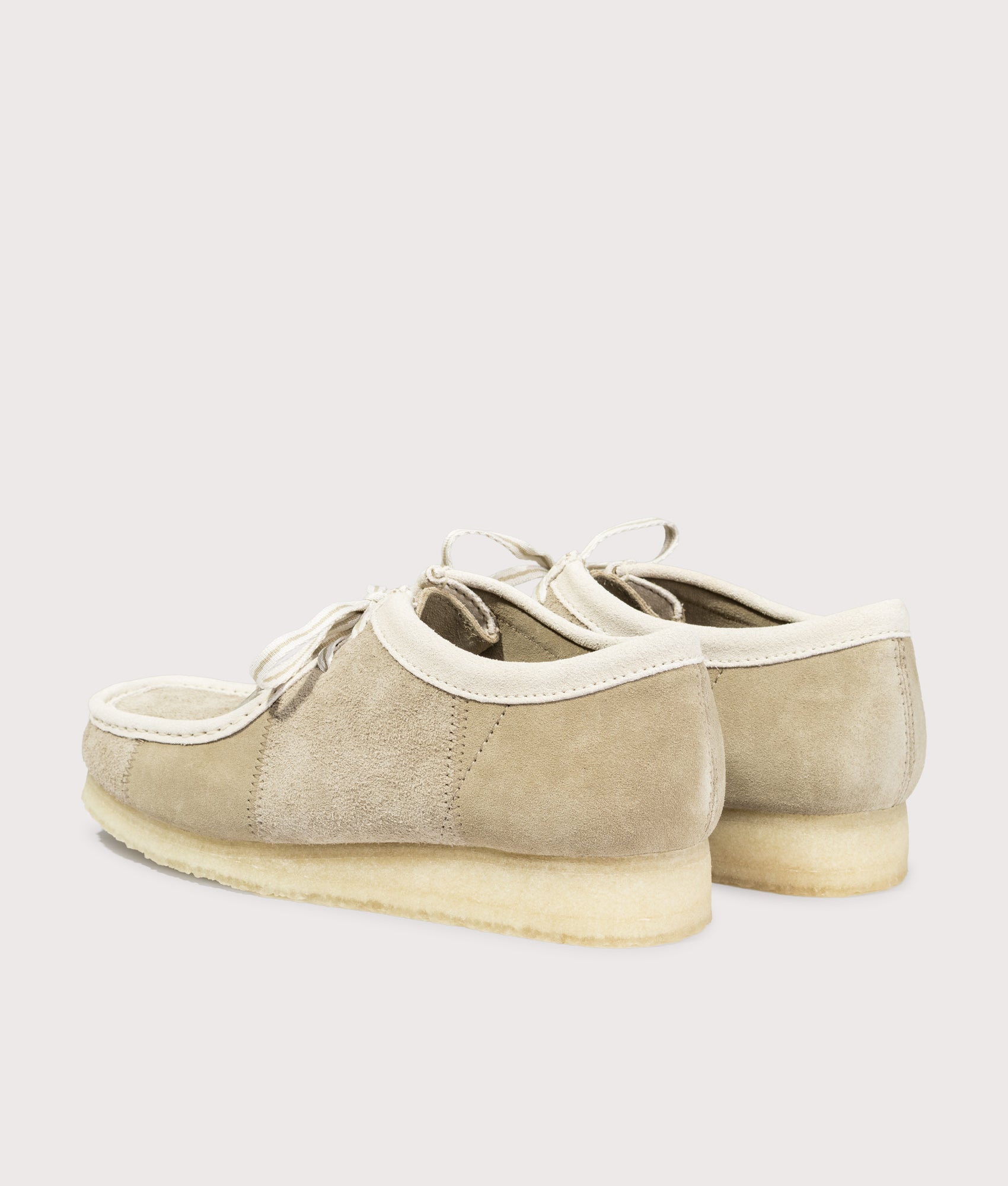 Clarks Originals Wallabee in Maple stripe at EQVVS Menswear. Angled back shot.