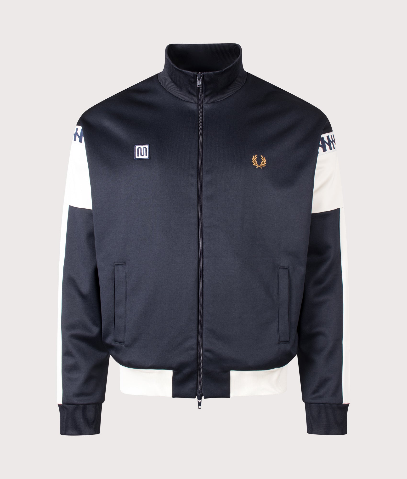 Meyba Cut And Sew Track Jacket in Navy by Fred Perry. Shot by EQVVS. Front shot.