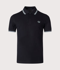 Twin Tipped Fred Perry Polo Shirt: Q46 Black/Silver Blue 