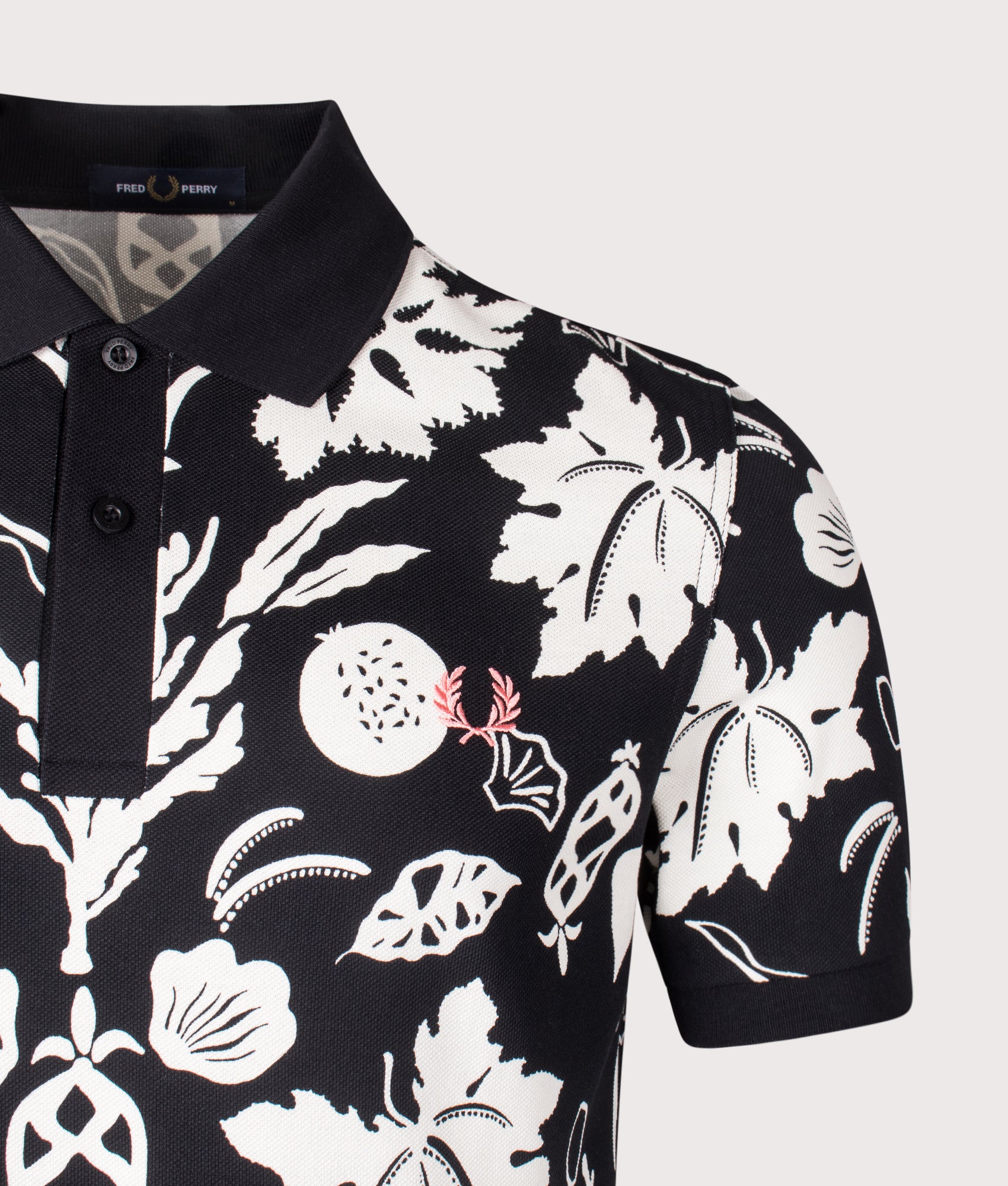 Botanical Print Polo Shirt. Shot by EQVVS. Detail shot.