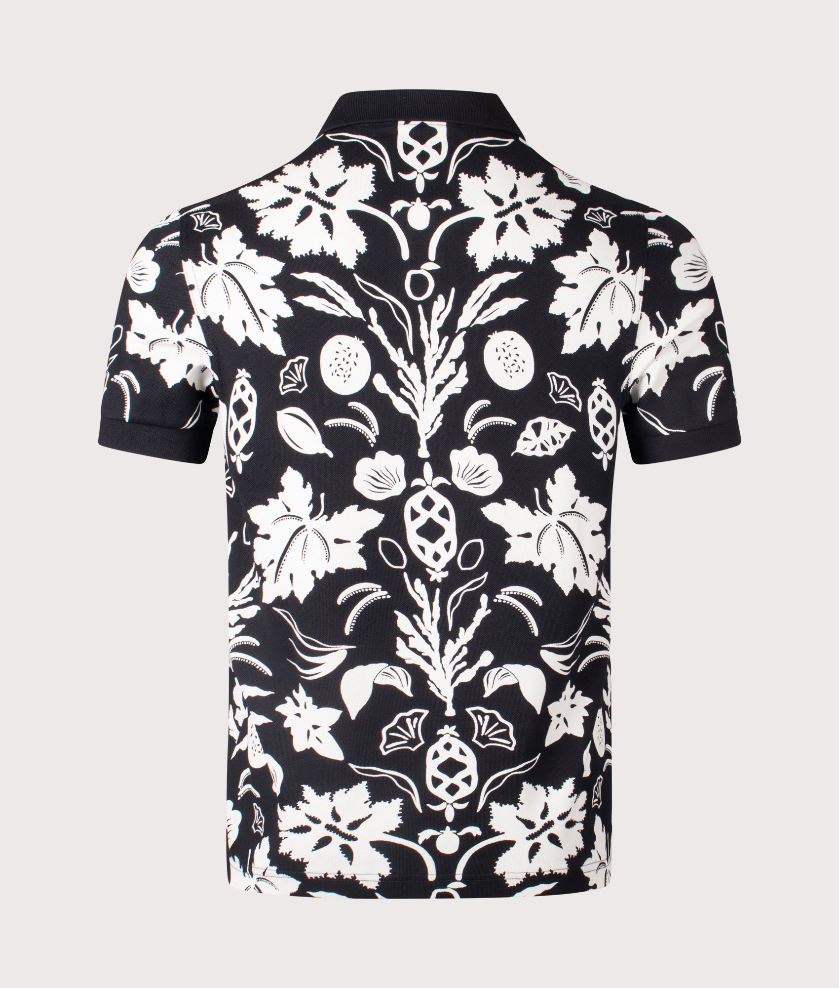 Botanical Print Polo Shirt. Shot by EQVVS. Back shot.