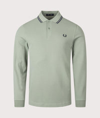 Long Sleeve Twin Tipped Polo Shirt: Z49 Bayleaf/Dark Airforce/Tennis Blue 