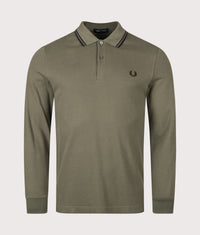 Long Sleeve Twin Tipped Polo Shirt: Z50 Laurel Wreath Green/Black/Black 