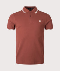 Twin Tipped Fred Perry Polo Shirt: Z51 Whiskey Brown/Ecru/Ecru 