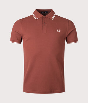 Twin Tipped Polo Shirt in Whiskey/Ecru | Fred Perry | Shot at EQVVS | Front shot 