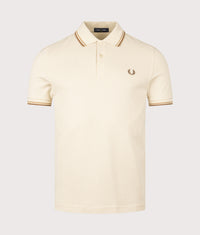 Twin Tipped Fred Perry Polo Shirt: Z53 Oatmeal/Warm Stone/Shaded Stone 
