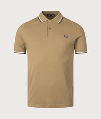 Twin Tipped Fred Perry Polo Shirt: Z60 Shaded Stone/Ecru/Dark Petrol 