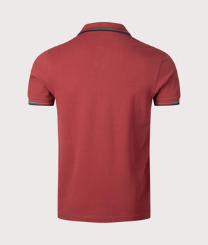 Twin Tipped Fred Perry Polo Shirt in Burnt Red/Sport Green/Navy | 100% Cotton | Shot at EQVVS | Back shot 