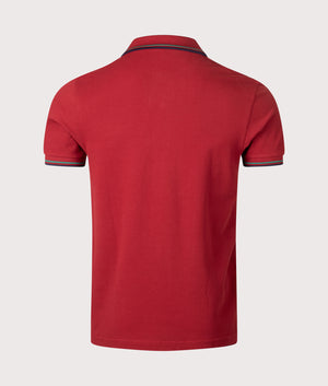 Twin Tipped Fred Perry Polo Shirt in Burnt Red/Sport Green/Navy | 100% Cotton | Shot at EQVVS | Back shot 