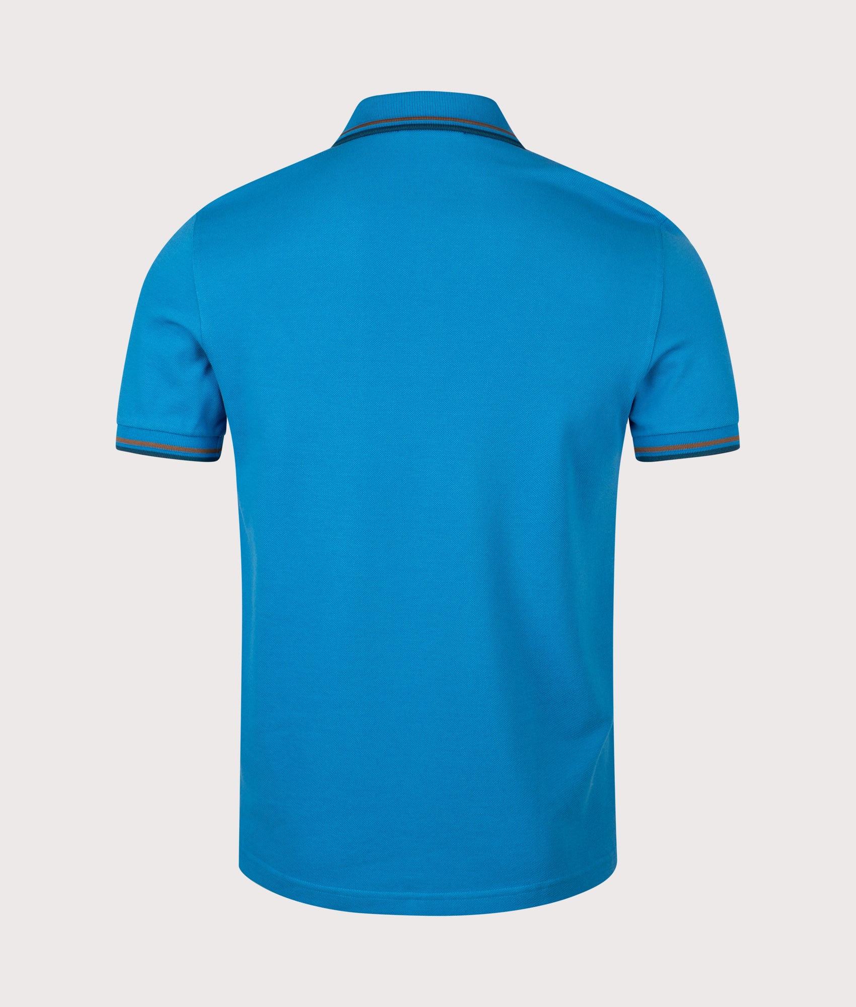 Twin Tipped Fred Perry Polo Shirt in Court Blue/Shaded Stone/Dark Petrol | 100% Cotton | Shot at EQVVS | Back shot  