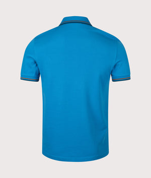 Twin Tipped Fred Perry Polo Shirt in Court Blue/Shaded Stone/Dark Petrol | 100% Cotton | Shot at EQVVS | Back shot  