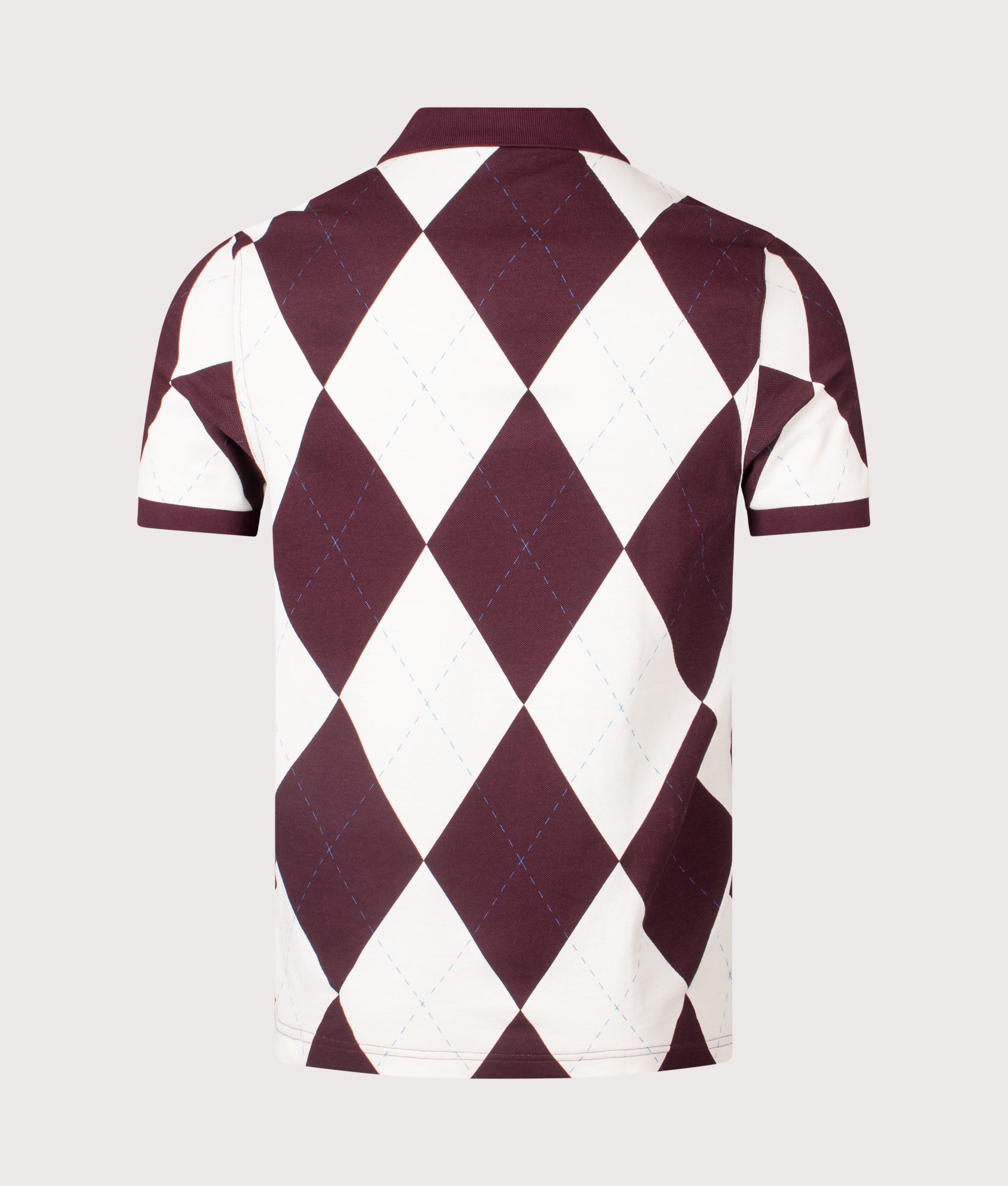 Argyle Print Polo Shirt. Shot by EQVVS. Back shot.