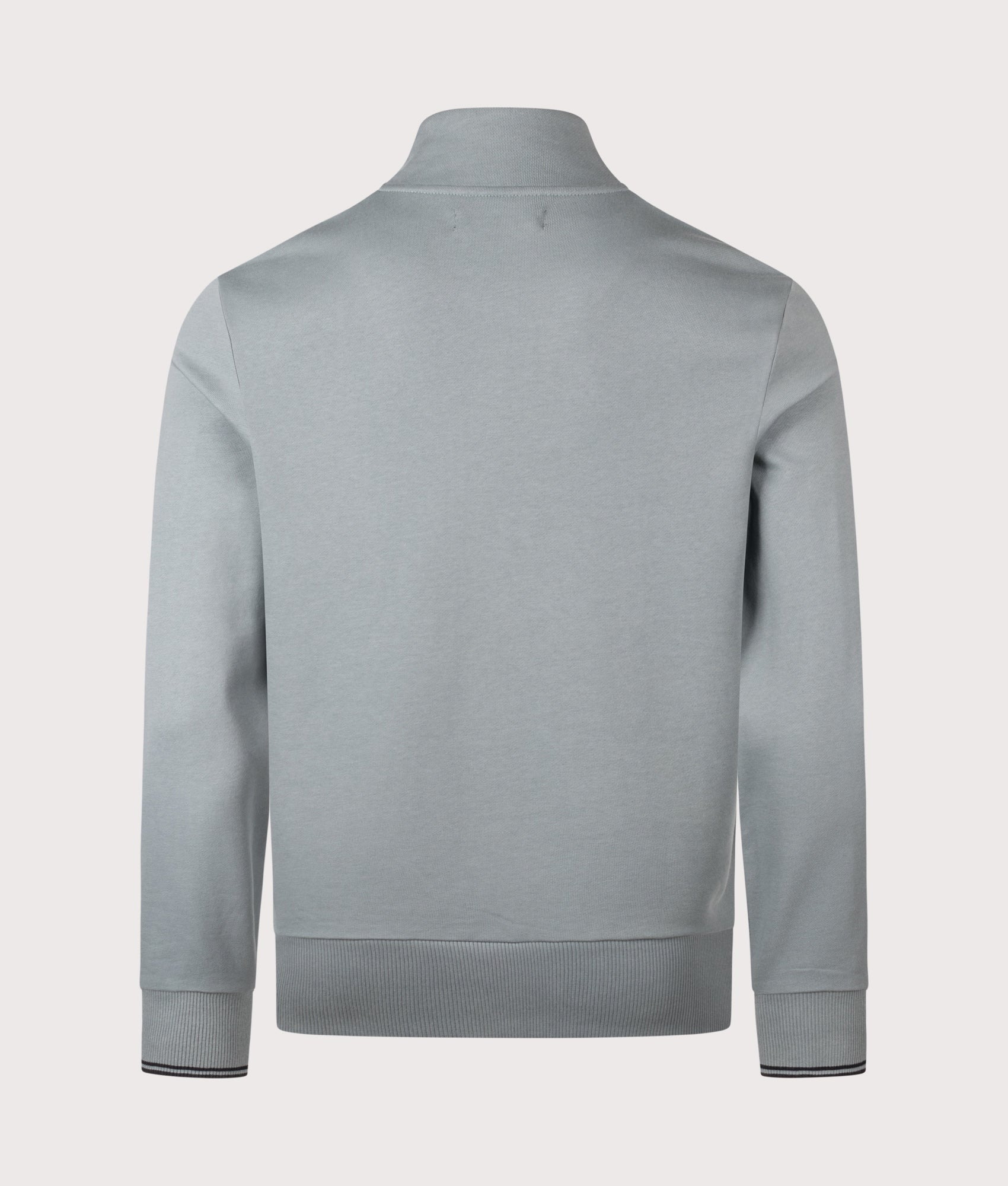 Fred Perry Quarter Zip Sweatshirt in Stockport Blue and Navy at EQVVS Menswear. Back shot.