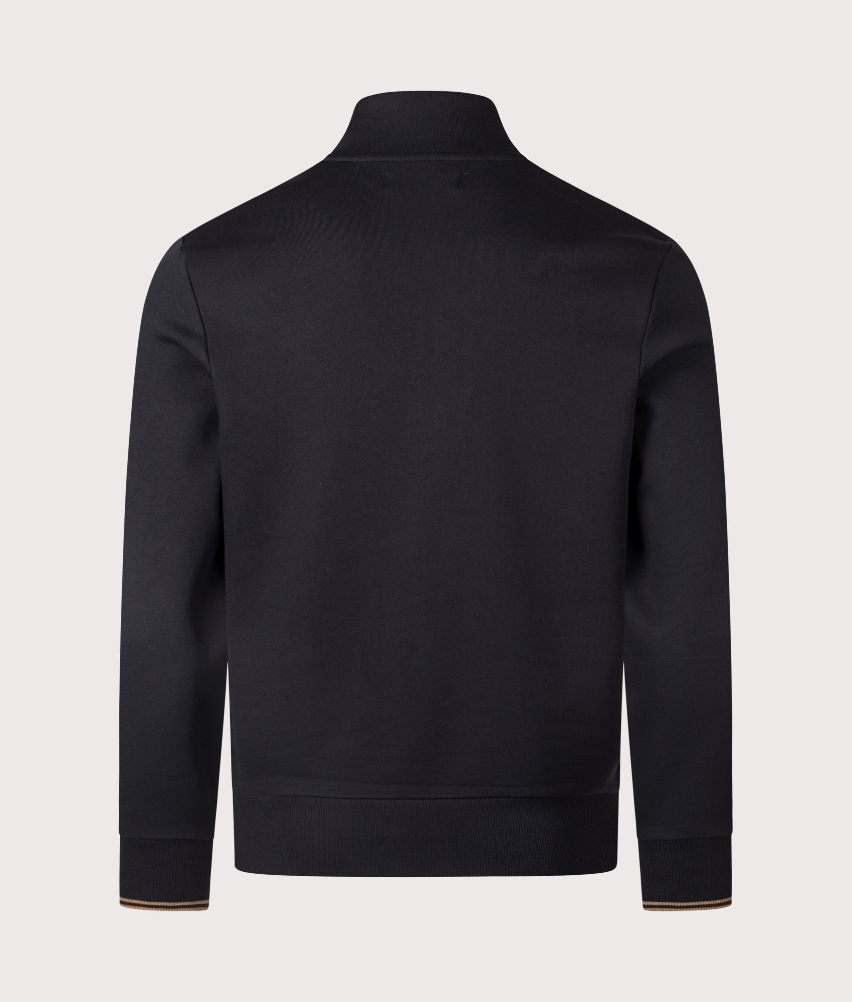 Quarter Zip Sweatshirt in Black/Shaded Stone | Fred Perry | EQVVS