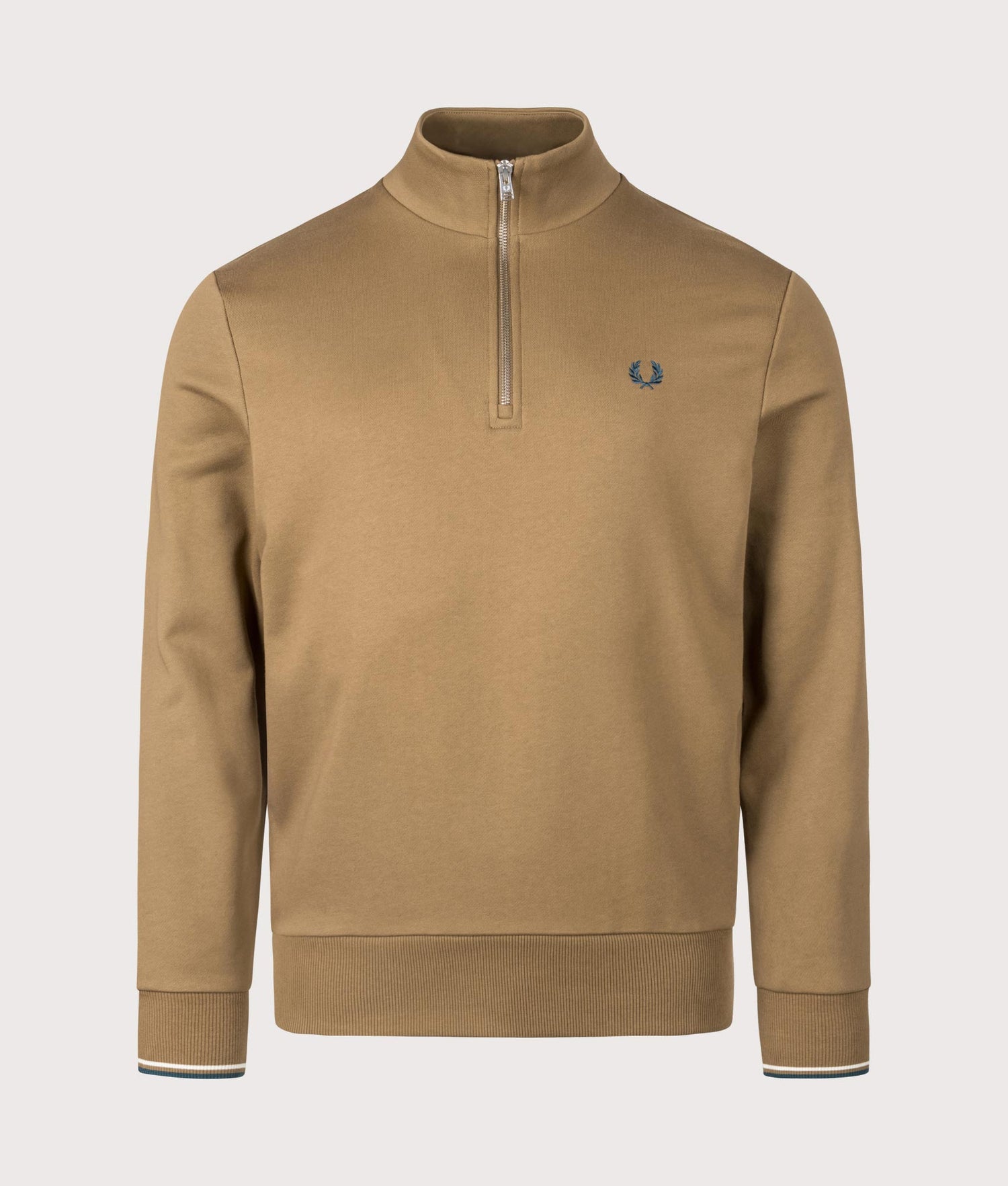 PUNPEE NewFatherスウェット Regular Fit Quarter Zip Sweatshirt Shaded Stone | Fred Perry | EQVVS