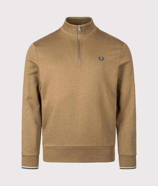 Regular Fit Quarter Zip Sweatshirt Shaded Stone | Fred Perry | EQVVS