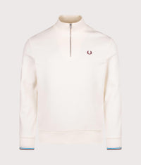 Quarter Zip Sweatshirt: Z46 Ecru/Court Blue/Oxblood 