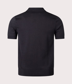 Argyle Knitted Polo Shirt by Fred Perry in Black. Shot by EQVVS. Back shot.