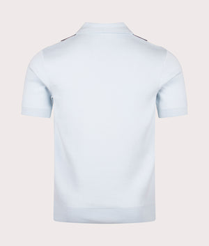 Textured Zip Neck Knitted Polo Shirt by Fred Perry in Light Ice. Shot by EQVVS. Back shot.