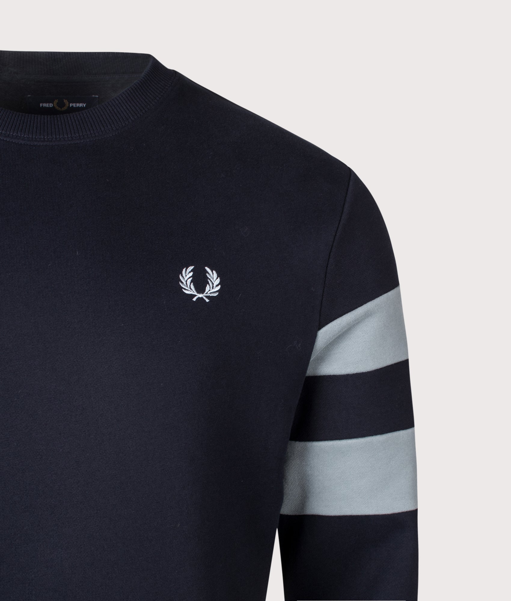 Peached Tipped Sleeve Sweatshirt in Navy | Fred Perry | EQVVS