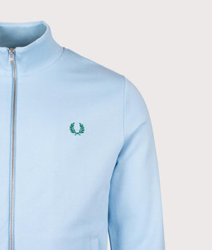 Zip Through Sweatshirt in Track Blue | 100% Cotton | Shot at EQVVS | Front detail shot 
