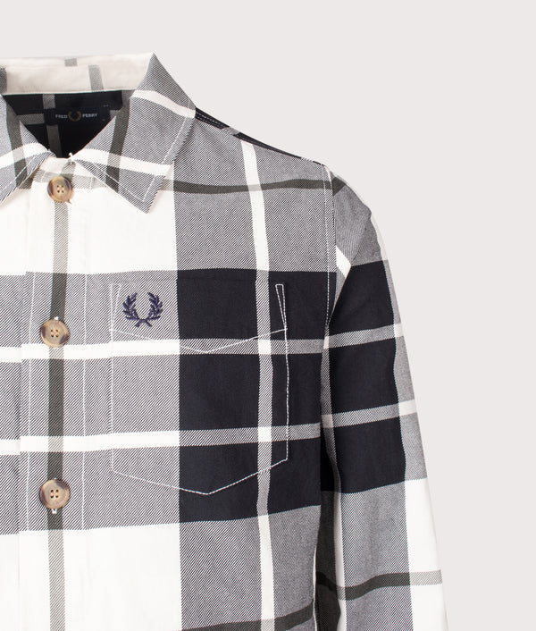 Tartan Twill Overshirt in Ecru | Fred Perry | EQVVS