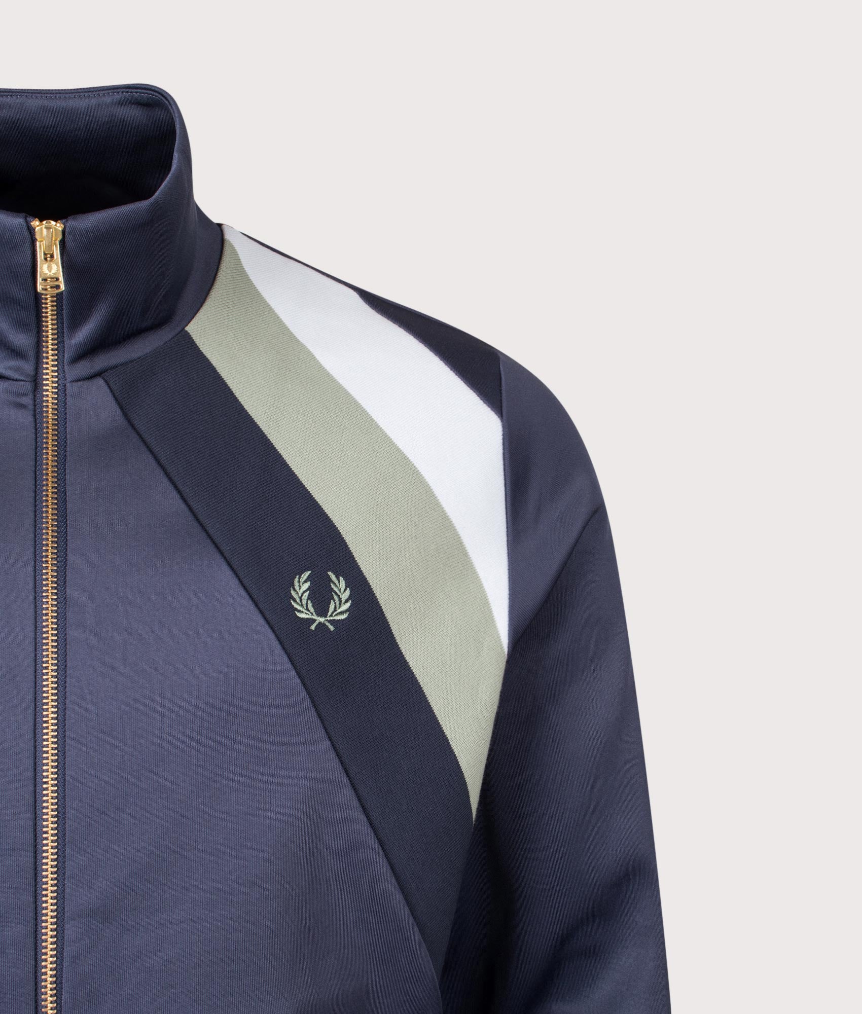 Striped Panel Track Jacket. Shot y EQVVS. Detail shot.