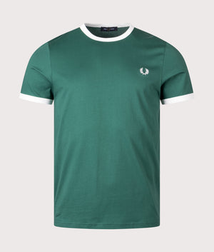 Ringer T-Shirt in Sports Green/Snow White | 100% Cotton | Shot at EQVVS | Front shot 