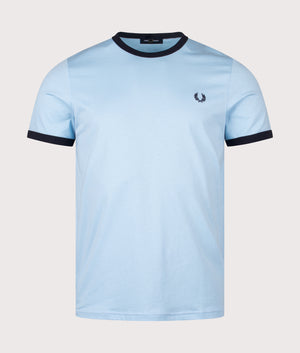Ringer T-Shirt in Track Blue/Navy | 100% Cotton | Shot at EQVVS | Front shot 